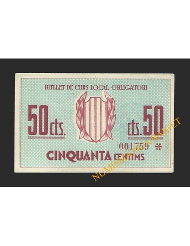 RIPOLLET (Barcelona) - 50 cèntims 1937