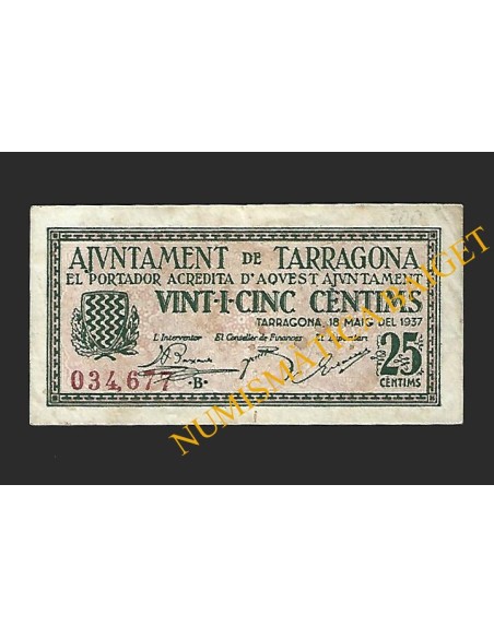 TARRAGONA - 25 cèntims 1937