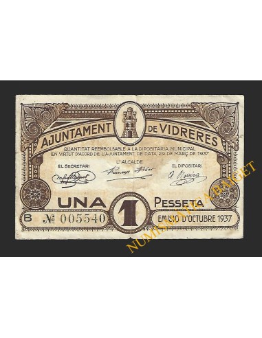 VIDRERES (Girona) - 1 pesseta 1937