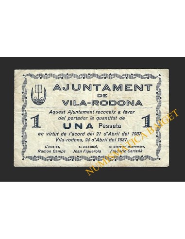 VILA-RODONA (Tarragona) - 1 pesseta 1937