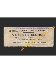 VILA-RODONA (Tarragona) - 25 cèntims 1937 2