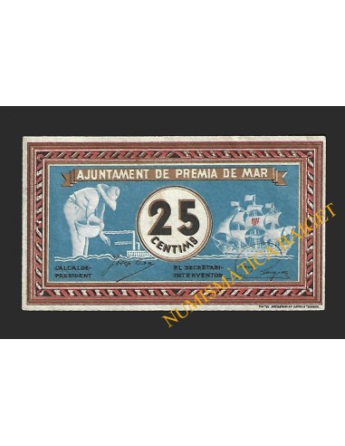 PREMIA DE MAR (Barcelona) - 25 cèntims 1937