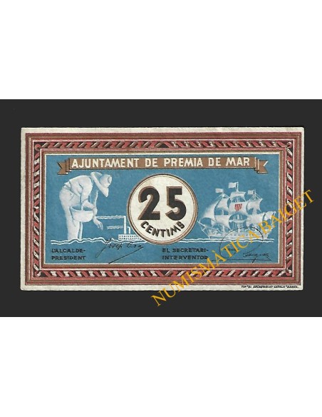PREMIA DE MAR (Barcelona) - 25 cèntims 1937
