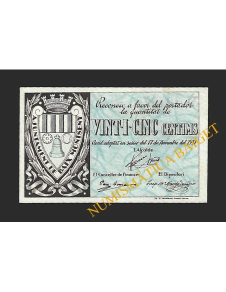 BAIX MONTSENY (Barcelona) - 25 cèntims 1937