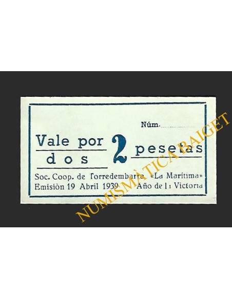 Sociedad Cooperativa - La Marítima - Torredembarra 2 pesetas