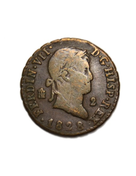 FERNANDO VII - 2 Maravedís  1828 Segovia