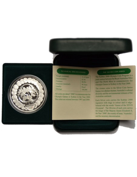 AUSTRALIA 1 ONZA PLATA - 5 DOLARS - SYDNEY 2000