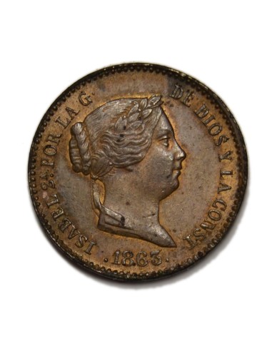 ISABEL II - 10 Céntimos de Real 1863 Segovia