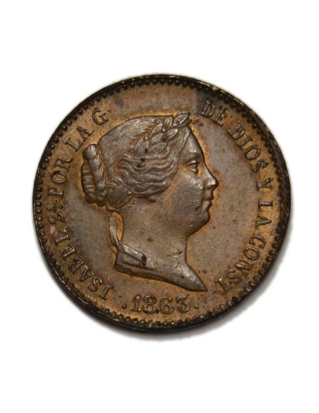 ISABEL II - 10 Céntimos de Real 1863 Segovia