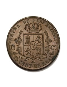 ISABEL II - 25 Céntimos de Real 1864 Segovia 2
