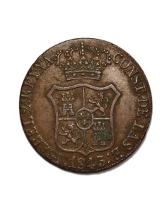 ISABEL II -  6 Cuartos 1843 Barcelona