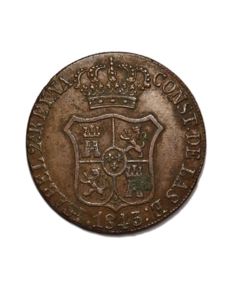 ISABEL II -  6 Cuartos 1843 Barcelona