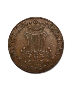 ISABEL II -  6 Cuartos 1843 Barcelona 2
