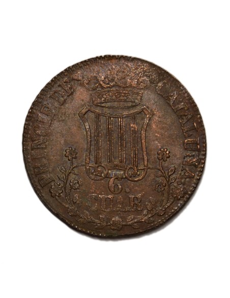 ISABEL II -  6 Cuartos 1843 Barcelona