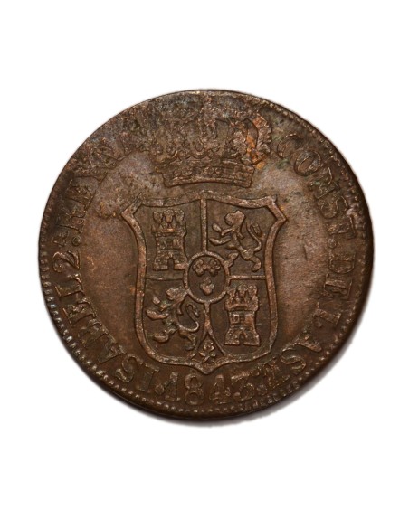 ISABEL II -  6 Cuartos 1843 Barcelona