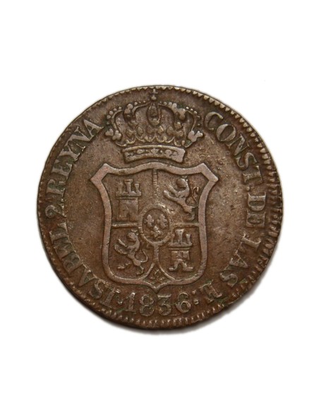 ISABEL II -  3 Cuartos 1836 Barcelona