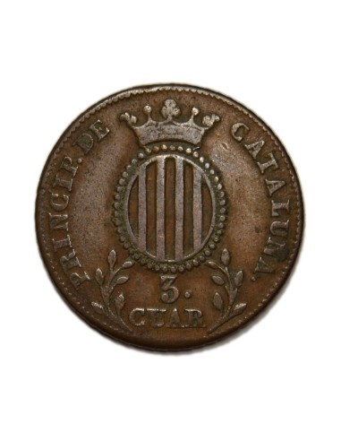 ISABEL II -  3 Cuartos 1837 Barcelona