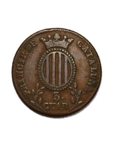 ISABEL II -  3 Cuartos 1837 Barcelona