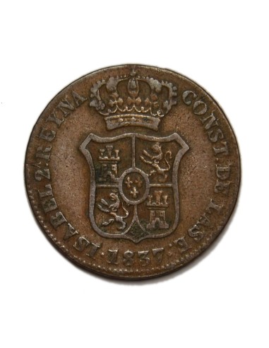 ISABEL II -  3 Cuartos 1837 Barcelona