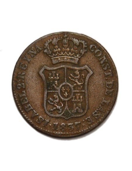 ISABEL II -  3 Cuartos 1837 Barcelona
