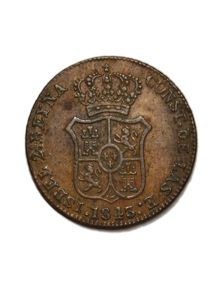 ISABEL II - 3 Cuartos 1843 Barcelona