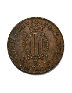 ISABEL II - 3 Cuartos 1843 Barcelona 2