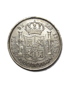 ISABEL II - 50 centavos 1868 Manila 2