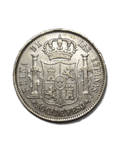 ISABEL II - 50 centavos 1868 Manila