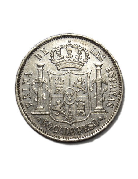 ISABEL II - 50 centavos 1868 Manila