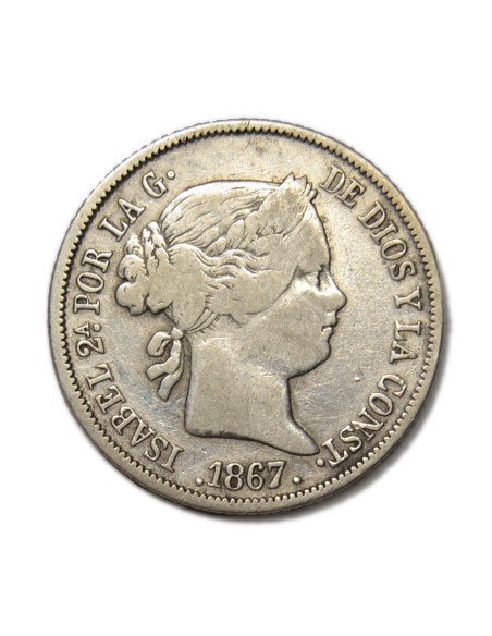 ISABEL II - 40 céntimos de escudo 1867 Madrid