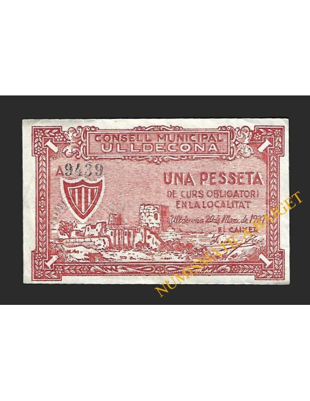 ULLDECONA (Tarragona) - 1 pesseta 1937