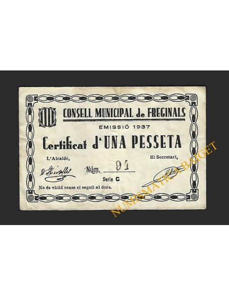 FREGINALS (Lleida) - 1 pesseta 1937