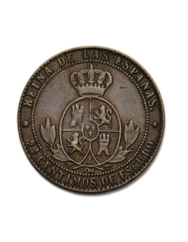 ISABEL II - 2 1/2 céntimos de escudo 1868 Barcelona FALSA DE EPOCA