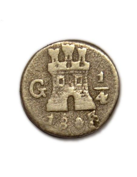 CARLOS IV - 1/4 REAL 1803 GUATEMALA