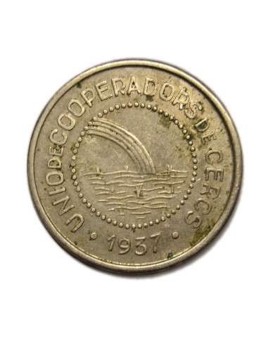 UNIÓ DE COOPERADORS DE CERCS - 1 PESSETA 1937 CERCS (BARCELONA)
