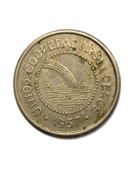 UNIÓ DE COOPERADORS DE CERCS - 1 PESSETA 1937 CERCS (BARCELONA)