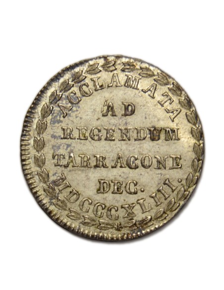 ISABEL II 1843 - MEDALLA PROCLAMACIÓN - MAYORIA DE EDAD - TARRAGONA