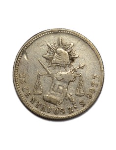 MEXICO 1885,  25 Centavos, Zacatecas