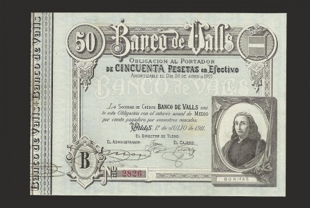 BANCO DE VALLS (TARRAGONA) 50 PESETAS 1911