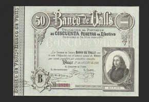 BANCO DE VALLS (TARRAGONA) 50 PESETAS 1911