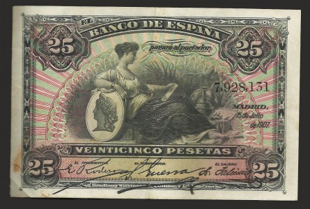 ALFONSO XIII, 25 PESETAS 1907