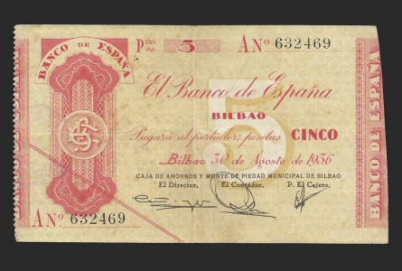 II REPÚBLICA BILBAO, 5 PESETAS SERIE A