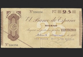 II REPÚBLICA BILBAO, 25 PESETAS 1936