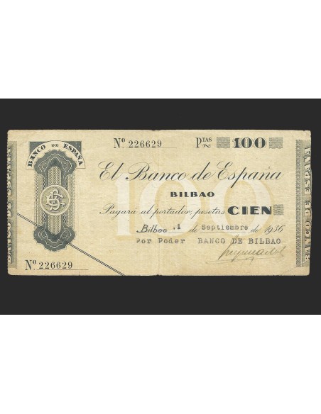 II REPÚBLICA BILBAO 100 PESETAS 1936