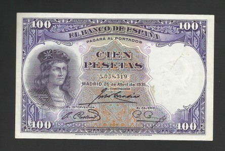 II REPÚBLICA ESPAÑOLA 100 PESETAS 1931