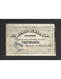 II REPÚBLICA SANTANDER 25 PESETAS 1936