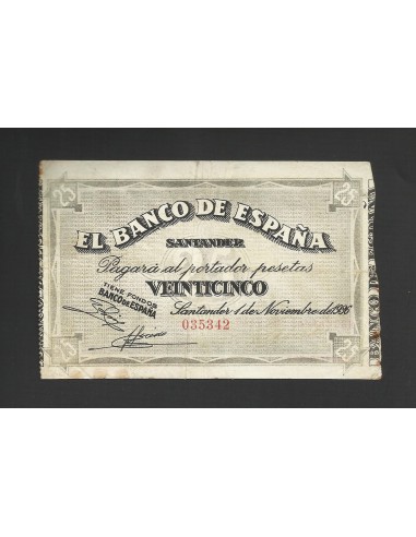 II REPÚBLICA SANTANDER 25 PESETAS 1936