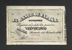 II REPÚBLICA SANTANDER 25 PESETAS 1936