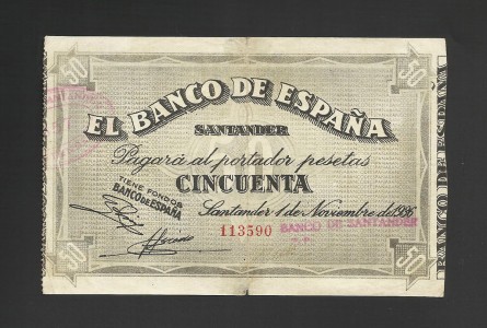 II REPÚBLICA SANTANDER 50 PESETAS 1936