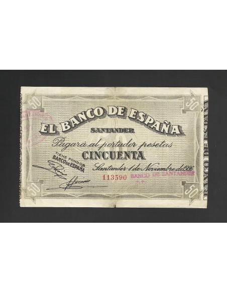 II REPÚBLICA SANTANDER 50 PESETAS 1936